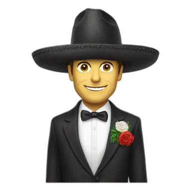 Macron bourré avec un chapeau mexicain sticker