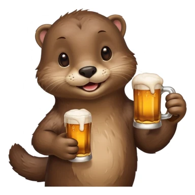 Otter holding a beer sticker