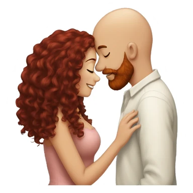 intimate moment between lovers bald man red beard long black curly hair woman sticker