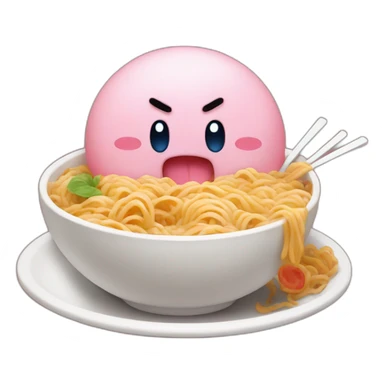 Kirby eating ramen sticker