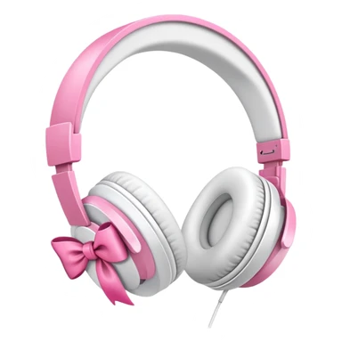 White headphones with pink bow sticker
