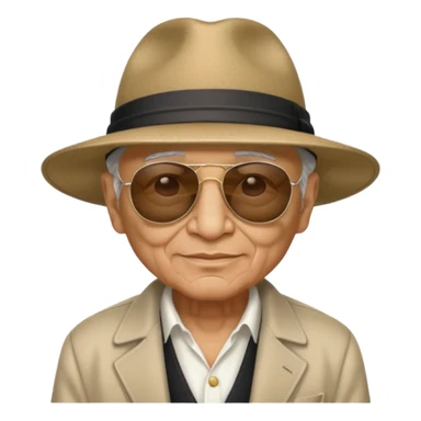 elderly Chicano gangster, wide-brim hat, sunglasses, subtle smirk sticker