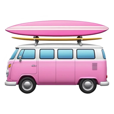 pink van with a surf board on it sticker