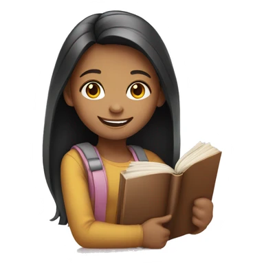 smiling girl with book sticker