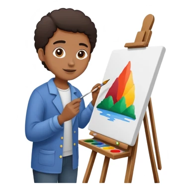 person painting a picture on an easel sticker