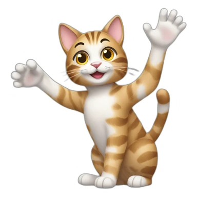 Tabby cat waving hi sticker