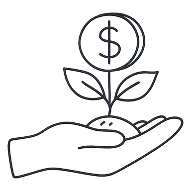 investment hand drawn black outline style sticker