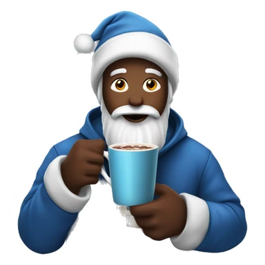 Santa Claus wearing essentials hoodie drinking hot cocoa sticker