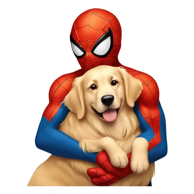 Spider-Man hugging a golden retriever sticker