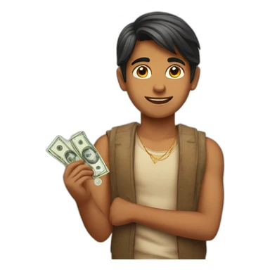 Indian aspirational boy and money sticker