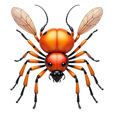 3D iPhone style emoji of a cute bug, colorful and detailed, six legs, shiny exoskeleton, isolated on white background, soft shadows, high detail, playful and cute. sticker