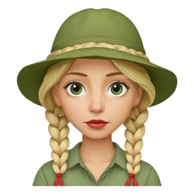messy green clay mask and red tourist hat blond braided woman big eyes sticker