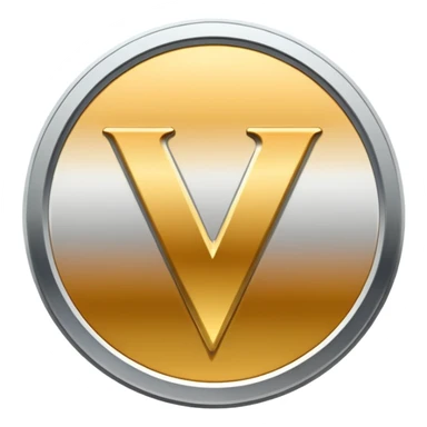 Gradient coin with letter V sticker