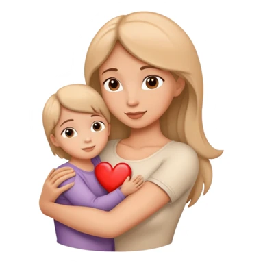 Mother and child in a loving embrace, heart symbol sticker