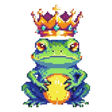 frog king with crown and glowing aura sticker
