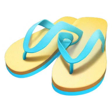 Realistic light blue gradient pair of summer flip flops isolated. sticker