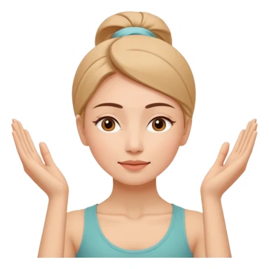Minimal wellness-style emoji of a woman doing face yoga exercises, hands gently lifting and stretching facial muscles, calm and natural look, clear face yoga movement, simple and easy-to-understand icon, no beauty or medical elements

 sticker