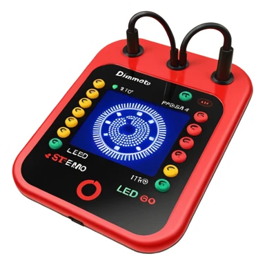 um explosivo improvisado composto por sete dinamites vermelhas presas por fita preta. O dispositivo inclui um temporizador digital de LED vermelho e uma placa de circuito com fios coloridos e um botão de ativação. Tudo está isolado sobre um fundo branco. sticker