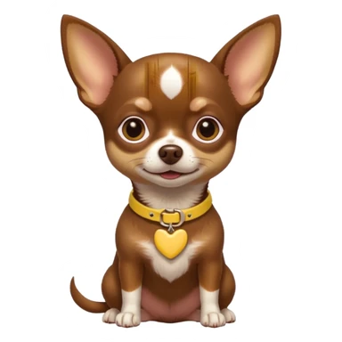 Chihuahua color chocolate con las patitas y pecho color café claro, un pequeño collar amarillo  sticker