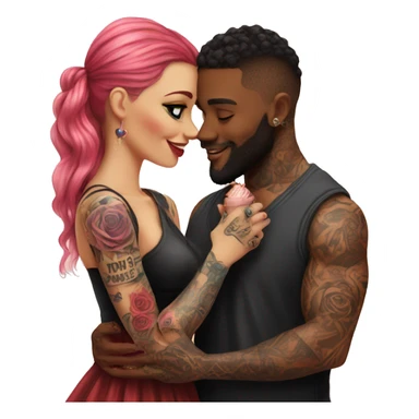 Romantic carnival date for beautiful tattooed couple sticker