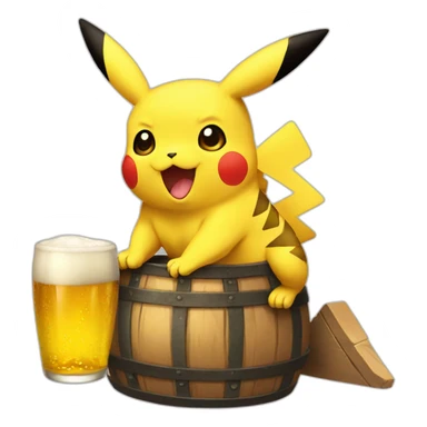 Pikachu drink beer sticker