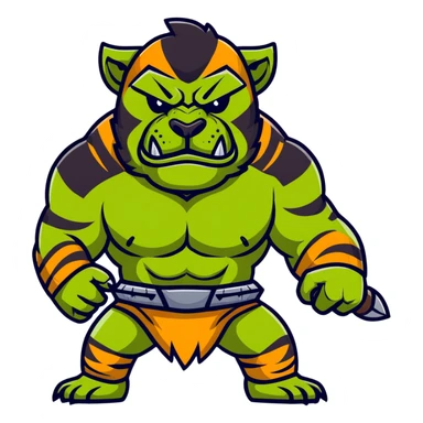 Muscular tiger orc warrior sticker