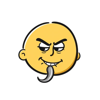 smug and greedy yellow emoji with a thin gray beard sticker