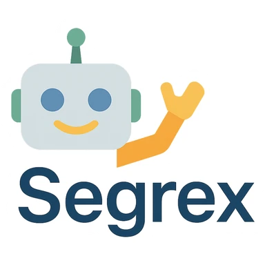 smiling robot head with an elbow sign and the word 'Segrex' sticker