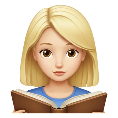 blonde girl reading a book, being productive  sticker