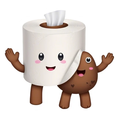 toilet paper holding hands with poo sticker