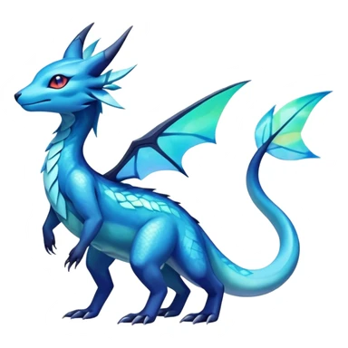 Colorful Iridescent Exotic Salandit-Aurorus-Glaceon-Fakémon-hybrid-creature (full body)  sticker