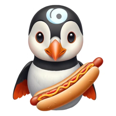 Icelandic puffin with hotdog sticker