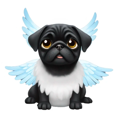 Black pug with angel wings sticker