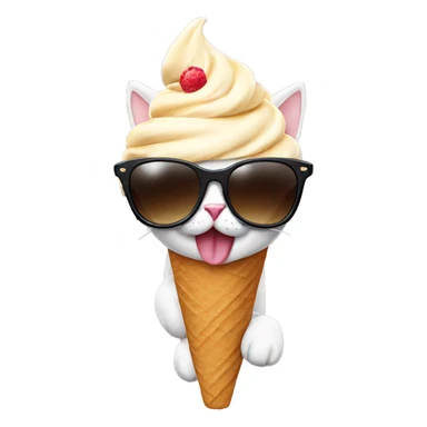 Cat with sunglasses eating ice cream  sticker