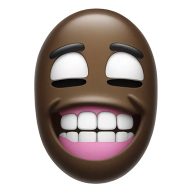 poop emoji with titanium black and white grills teeth smiling widely with its eyes closed sticker