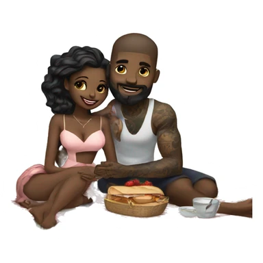 Romantic picnic date for beautiful tattooed couple sticker
