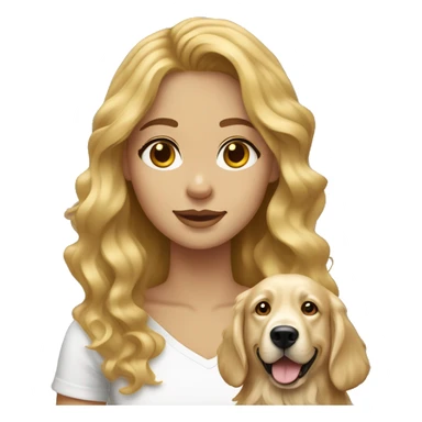 Dark Blonde girl wavy hair and white top with golden retriever sticker