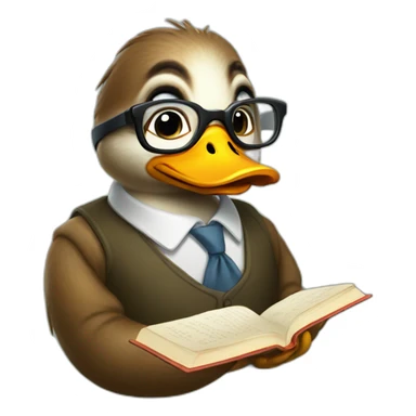 Duck wearing glasses and Reading a book sticker