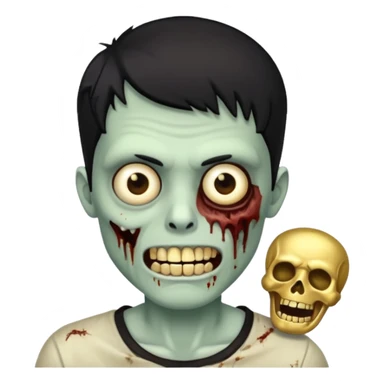 faça um homem zumbi, de cabelo baixo mostrando o dente de ouro sticker