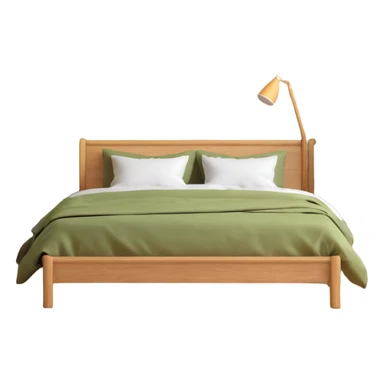 Organizing bedroom with olive green walls, wood bed, plants around, and wood closet sticker