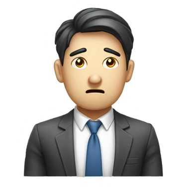 Crooked shoulders, hunched back, back pain, Korean office worker, tired and sad expression sticker