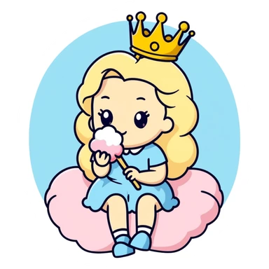 Golden Queen Sit tong on a famous park like St.andrews eating cotton candy sticker