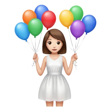 Birthday Female with ballons in white dress sticker