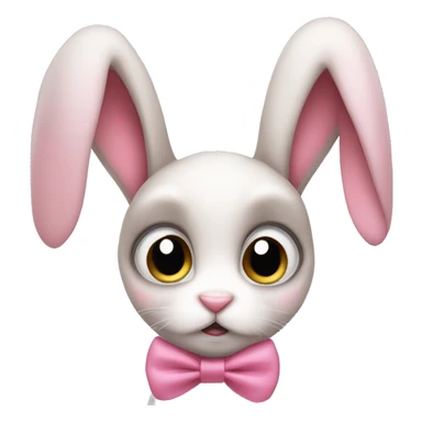 rabbit sad big eyes pink bow sticker