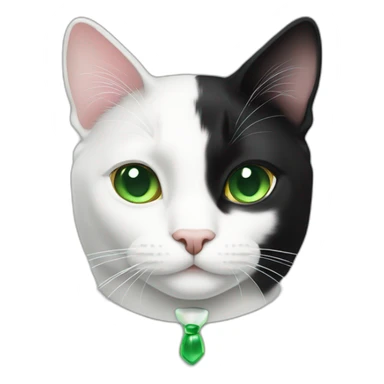 white black tuxedo cat with green eyes sticker