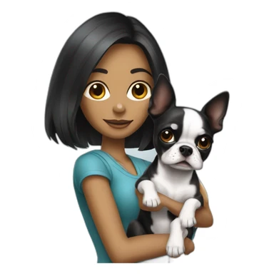 hot female robot holding boston terrier chihuahua sticker