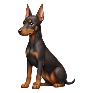 cinematic-noble-doberman puppy-full body-emoji on all fours,-poised-and-regal,-with-a-strong,-athletic-build-and-a-lustrous,-well-groomed-black and tan fur,-deep-set-soulful-brown-eyes,-simplified-yet-sharp-and-sophisticated-features,-highly-detailed, sticker