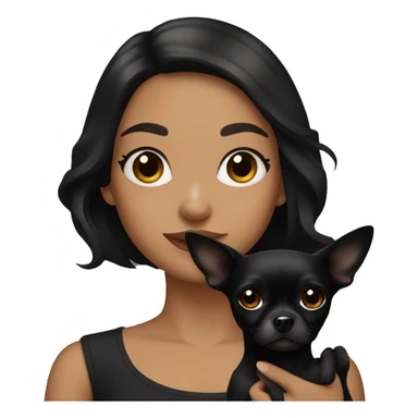girl with black hair holding 2 all black chihuahuas sticker