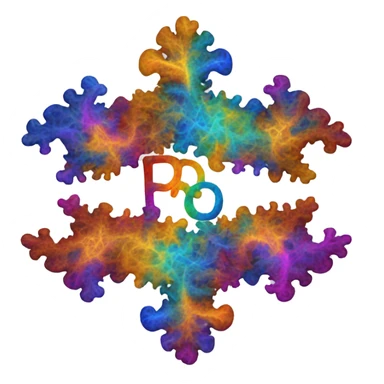 multi-color fractal with the word "Pro³" in it sticker