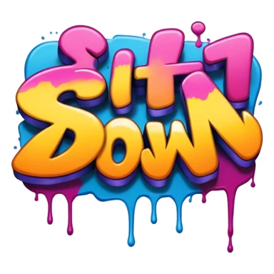 graffiti of the words sit down  sticker